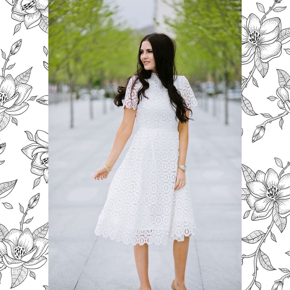 NWT Rachel Parcell White Bourdeaux Lace Dress, XS